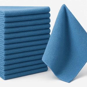 17 Microfiber Cleaning Cloths Pack of 12 Ultra Soft Absorbent Dish Cloths Lint Free Kitchen Towels for Washing Dishes Polishing Glass Surfaces Blue